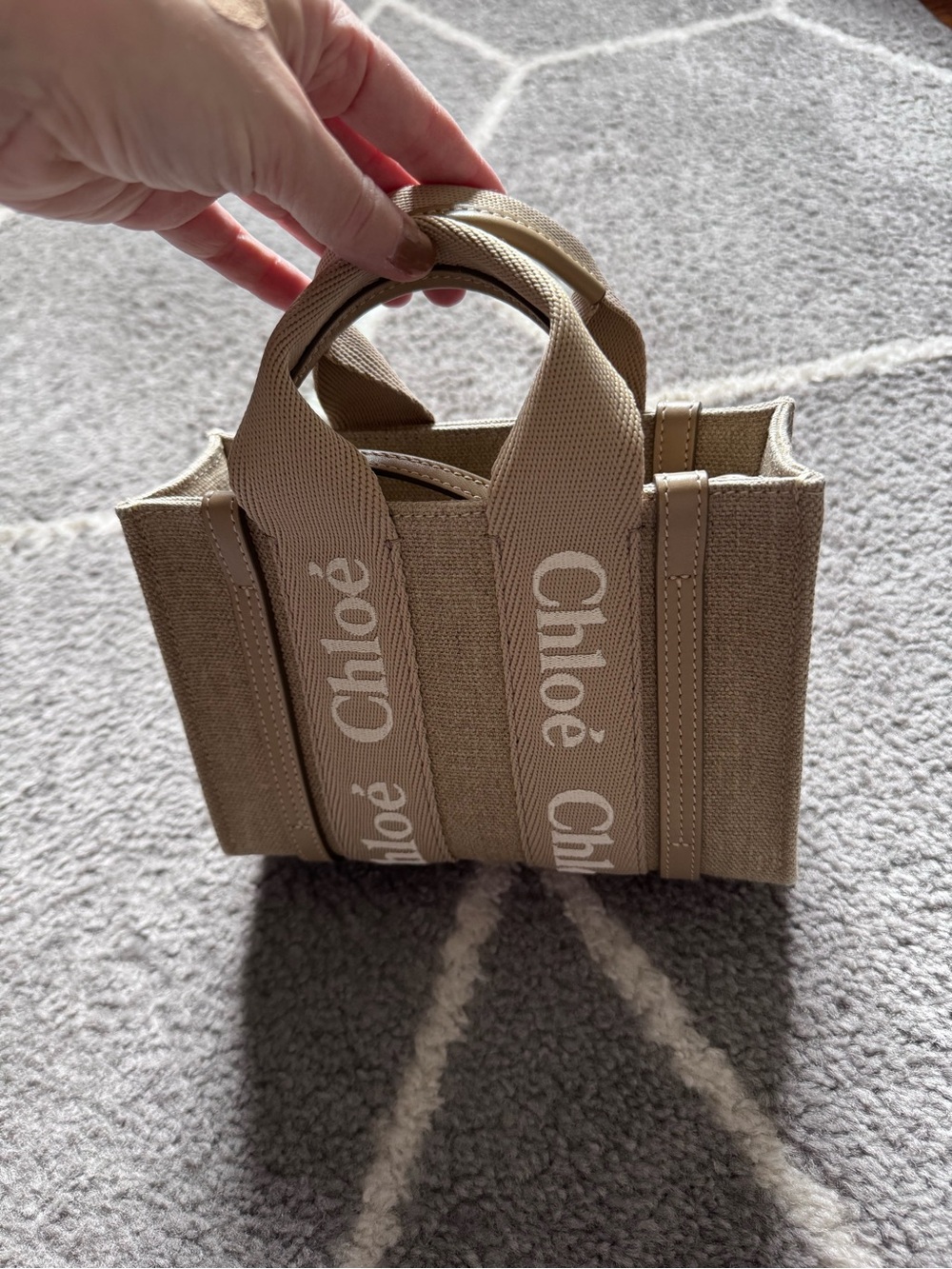 Chloe Mini Woody Tote Boyish Brown Beige - Picture 9 of 16